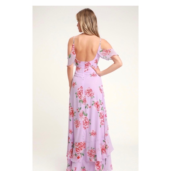 NWT Take You There Lavender Floral OTS Maxi Dress - Picture 3 of 4